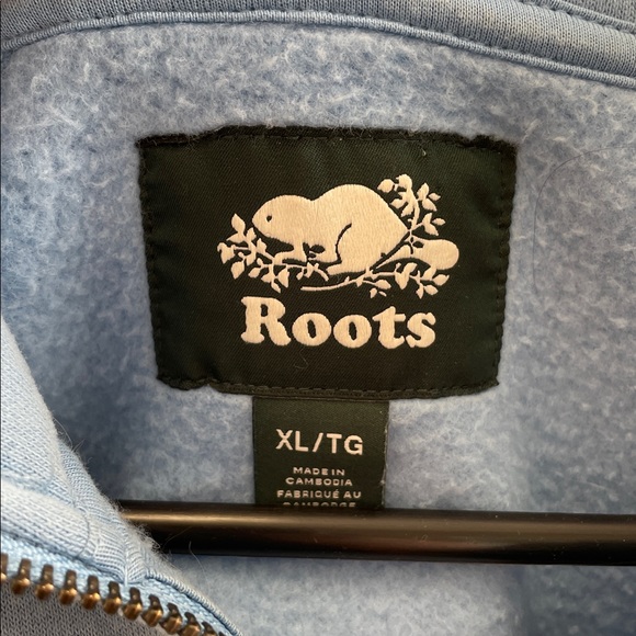Roots - Classic Quarter Zip Up Pullover Sweat Shirt - Blue - XL - Picture 3 of 11